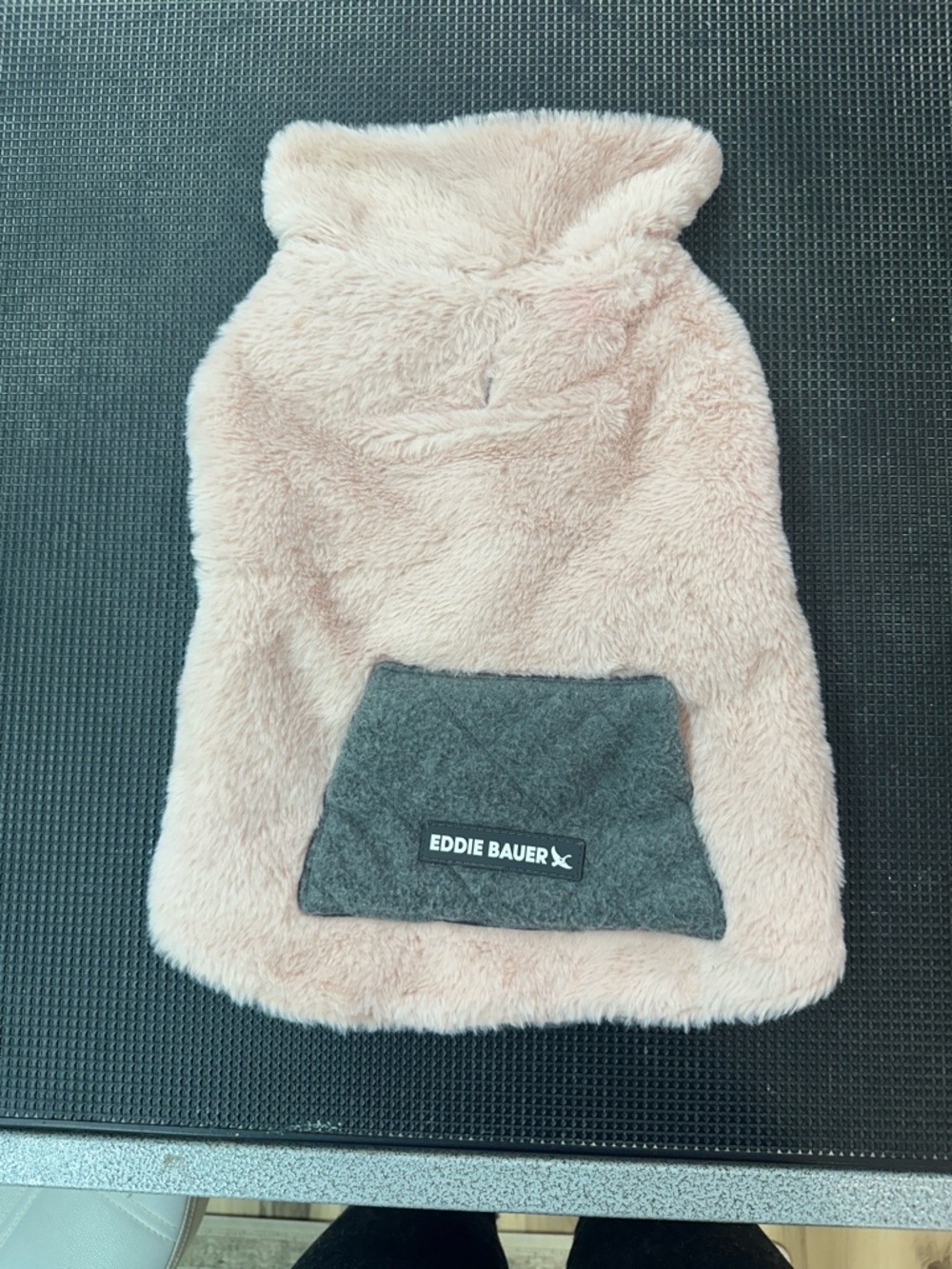 Eddie Bauer Pink Faux Fur Dog Coat with Gray Pocket